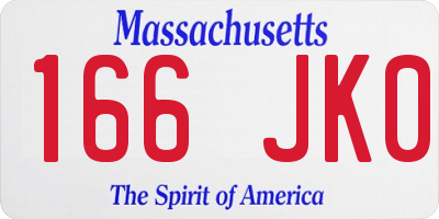MA license plate 166JK0