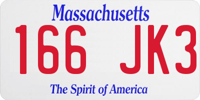 MA license plate 166JK3