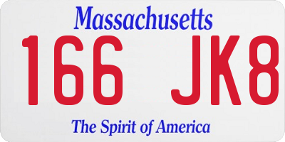 MA license plate 166JK8