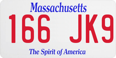 MA license plate 166JK9