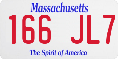 MA license plate 166JL7