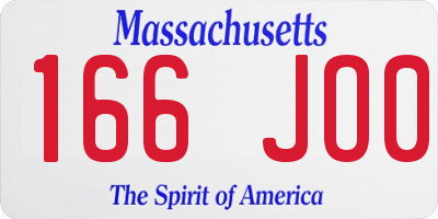 MA license plate 166JO0