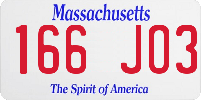MA license plate 166JO3