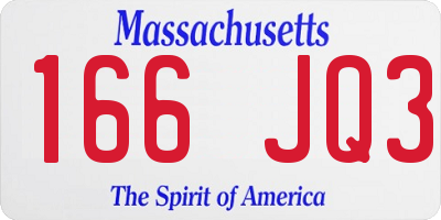 MA license plate 166JQ3