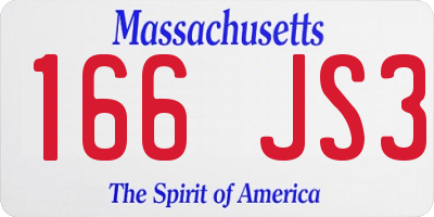 MA license plate 166JS3