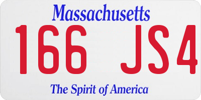 MA license plate 166JS4