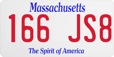 MA license plate 166JS8