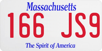 MA license plate 166JS9