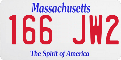 MA license plate 166JW2