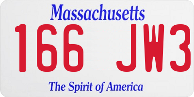 MA license plate 166JW3