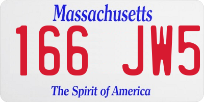 MA license plate 166JW5
