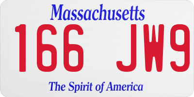 MA license plate 166JW9