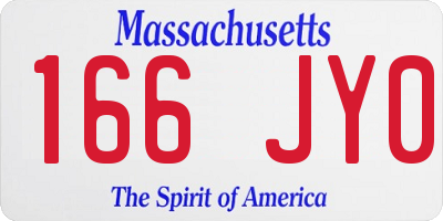 MA license plate 166JY0
