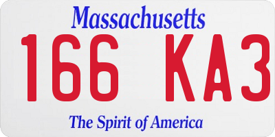 MA license plate 166KA3