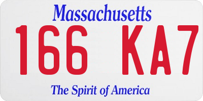MA license plate 166KA7