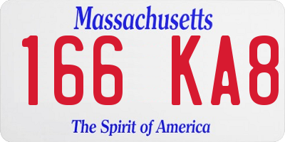 MA license plate 166KA8
