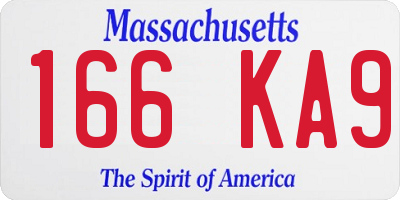 MA license plate 166KA9