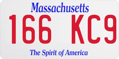 MA license plate 166KC9