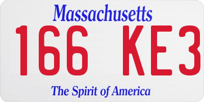 MA license plate 166KE3