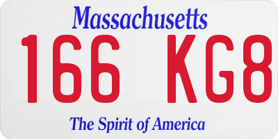 MA license plate 166KG8