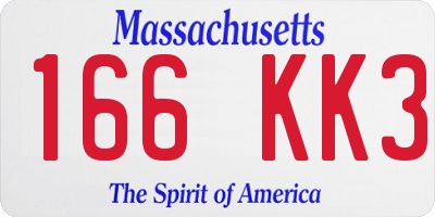 MA license plate 166KK3