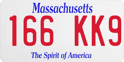 MA license plate 166KK9