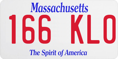 MA license plate 166KL0