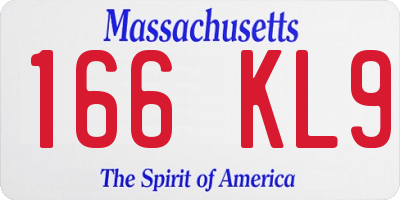 MA license plate 166KL9