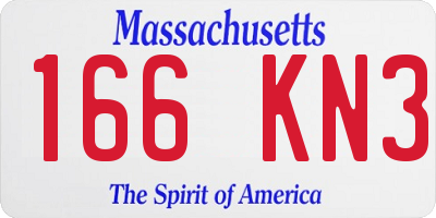 MA license plate 166KN3