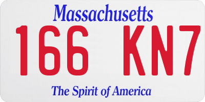 MA license plate 166KN7