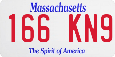 MA license plate 166KN9