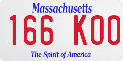 MA license plate 166KO0