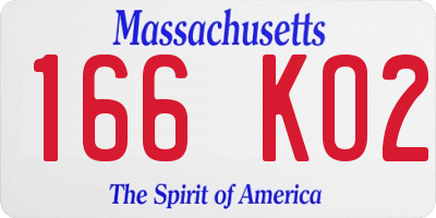 MA license plate 166KO2