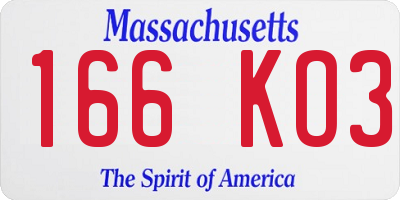 MA license plate 166KO3