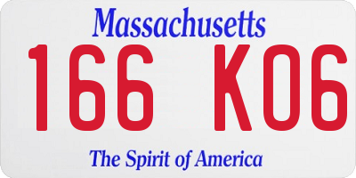 MA license plate 166KO6