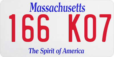 MA license plate 166KO7
