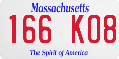 MA license plate 166KO8
