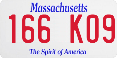 MA license plate 166KO9