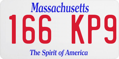 MA license plate 166KP9