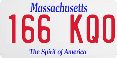 MA license plate 166KQ0
