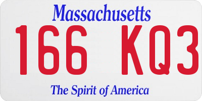 MA license plate 166KQ3