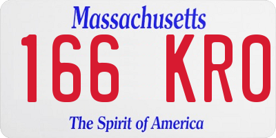 MA license plate 166KR0