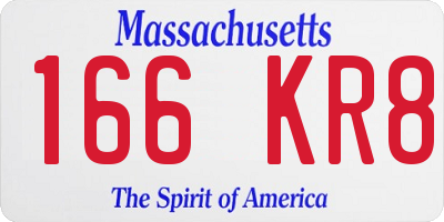 MA license plate 166KR8