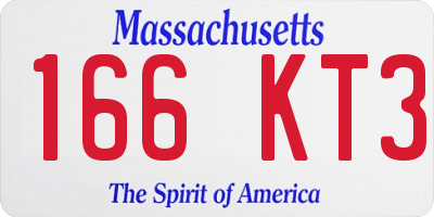 MA license plate 166KT3