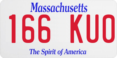 MA license plate 166KU0