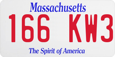 MA license plate 166KW3