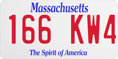 MA license plate 166KW4
