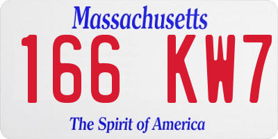 MA license plate 166KW7