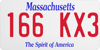 MA license plate 166KX3