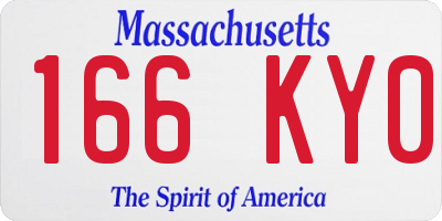 MA license plate 166KY0